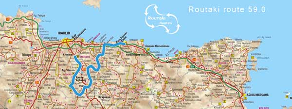 routekaartje-Routaki-route-59.0-Kato-Gouves—Knossos route 59.0 van Routaki - van Kato Gouves naar Knossos