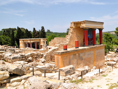 de reconstructie van het paleis van Knossos