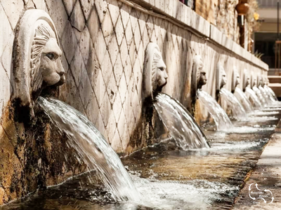 Venetian water wells of Spili in the form of lion heads