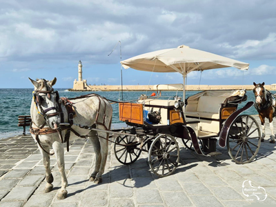 ride through Chania city in a horse and carriage