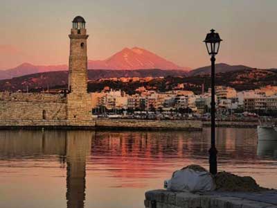 the lighthouse of Rethymon during sunset